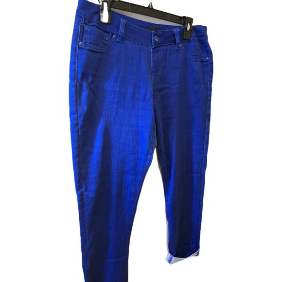 Bianca Nygard Bright Blue Boot Cut Jeggings Cuffed Denim Casual Stretch Sz L 34" - Picture 2 of 9